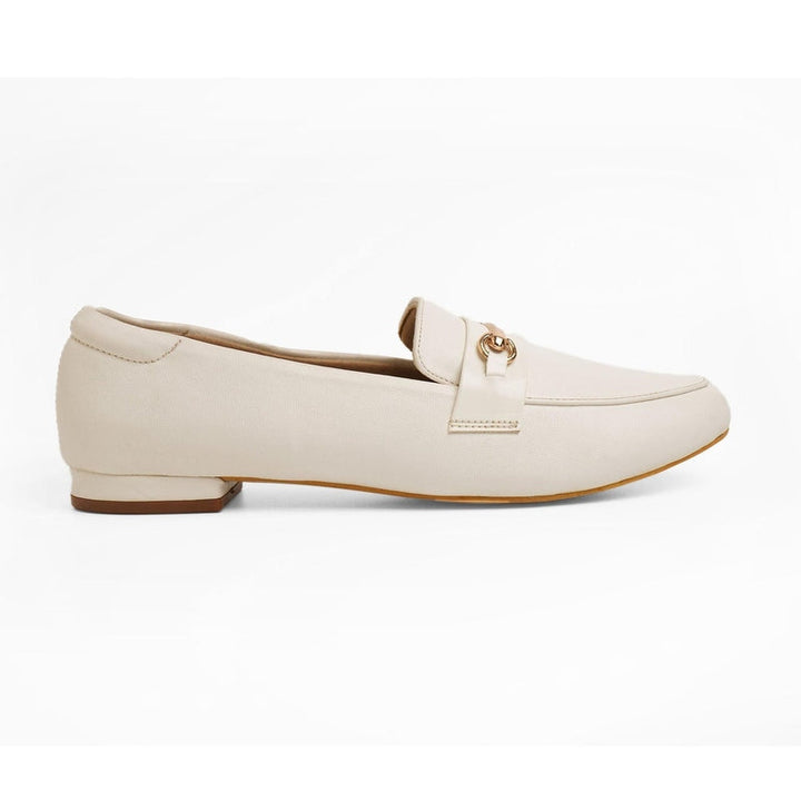 White Chained Block Heel Loafers