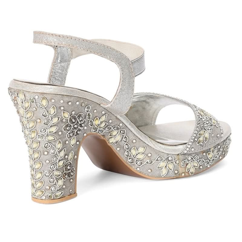Aurielle - Silver Block Heels