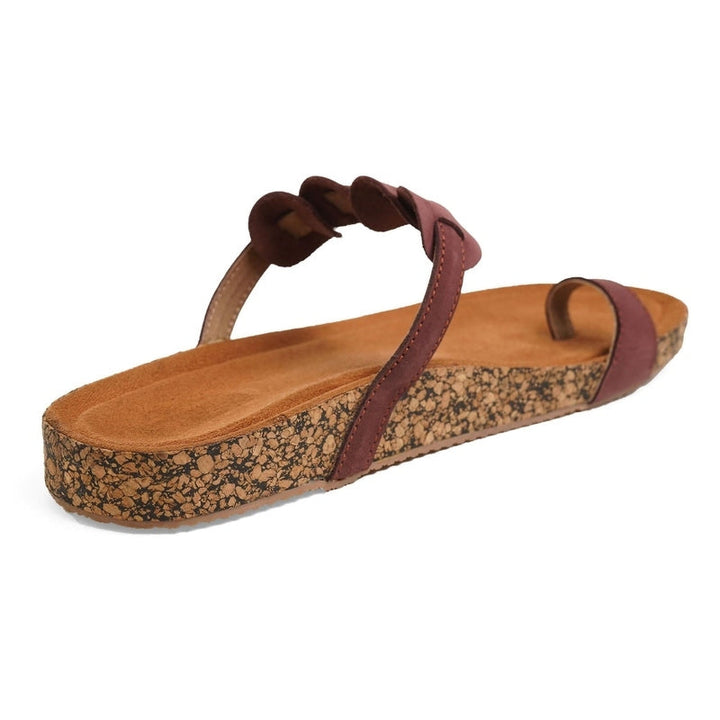 Staple Leather Brown One-Toe Casual Flat Sandals