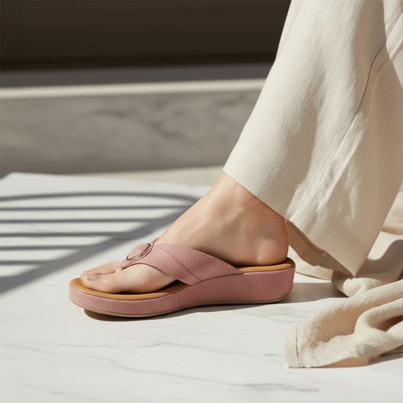 Suede-Luxe Leather Mauve Wedge Heels