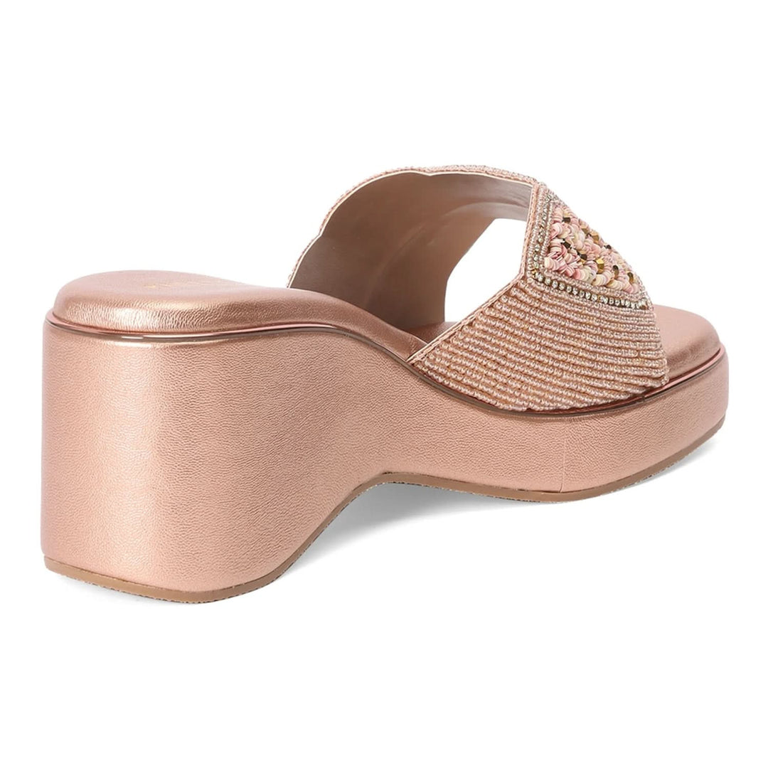 Zari - Rose-Gold Wedge Sandals