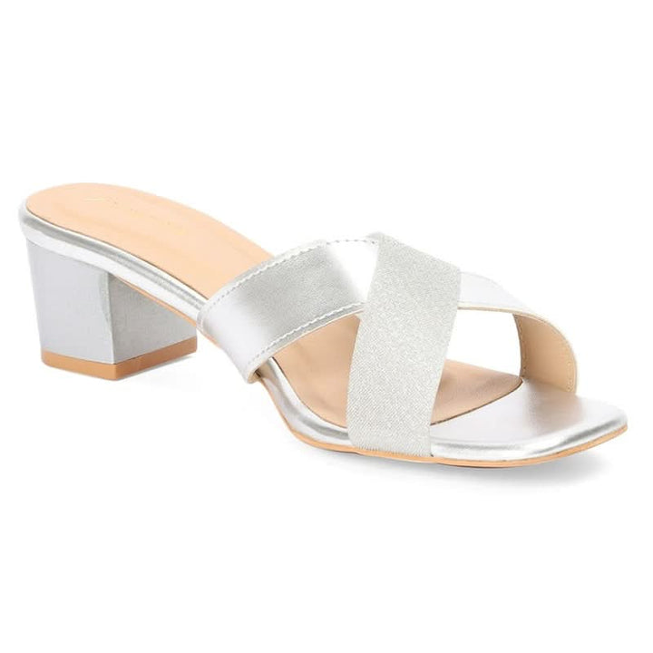 Clara - Silver Block Heels