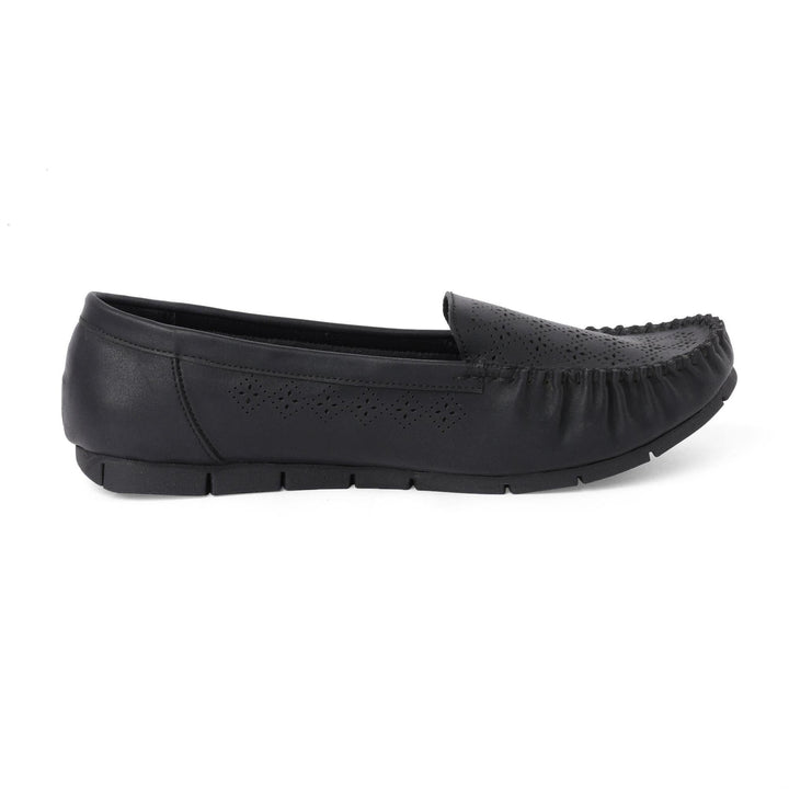 Classic Charm Black Cut-Work Loafers