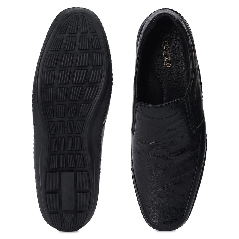 Elite Black Flexible Sole Slip-Ons