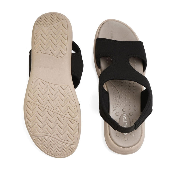 Jet Black Waterproof Cut-Out Open-Toe Sandals