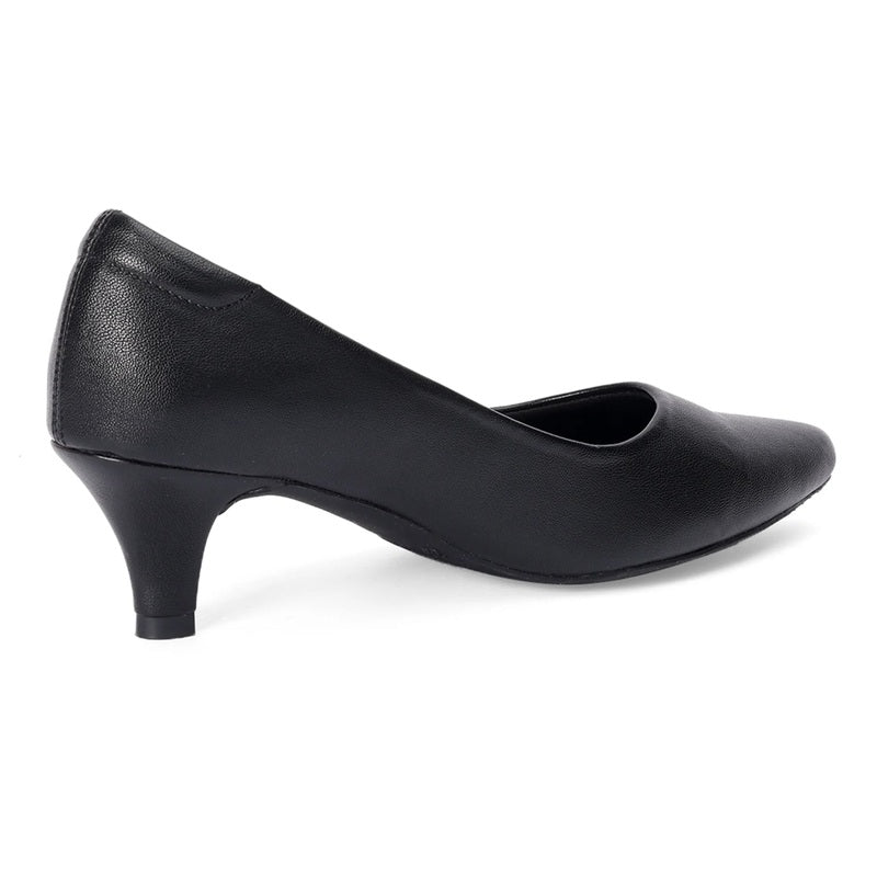 Black Kitten Heel Versatile Pointed-Toe Pumps