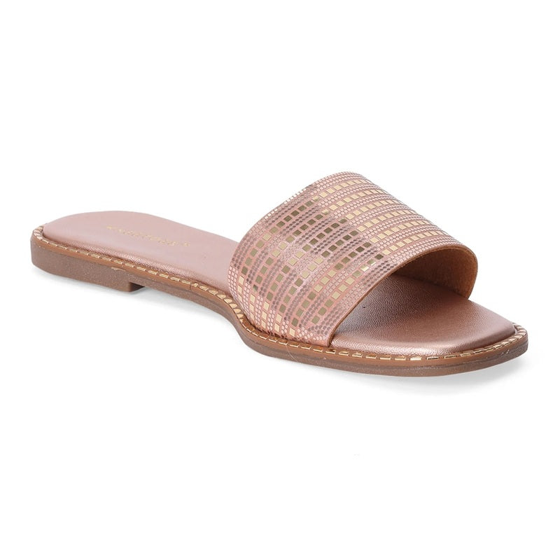 Blush Metallic Grid Pattern Flats