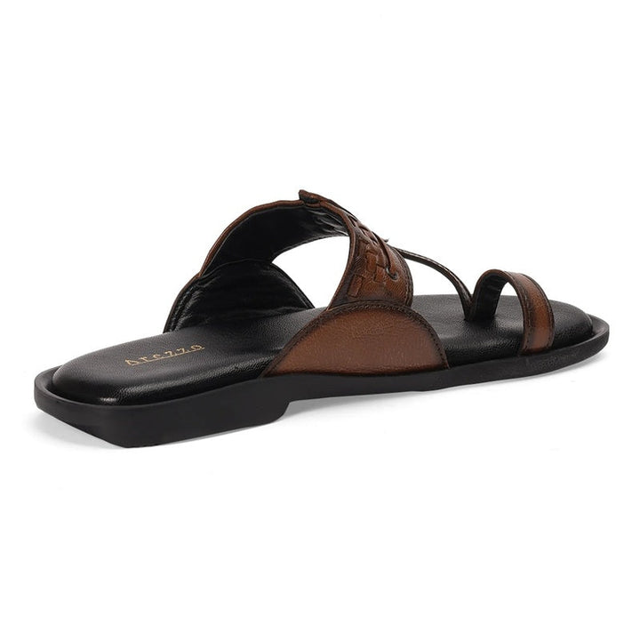 Brown Flat Open-Toe Slippers