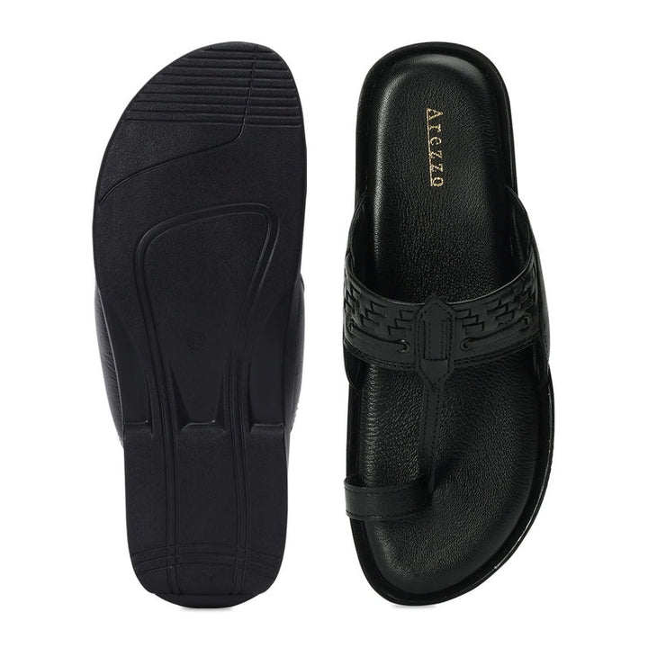 Black Flat Open-Toe Slippers