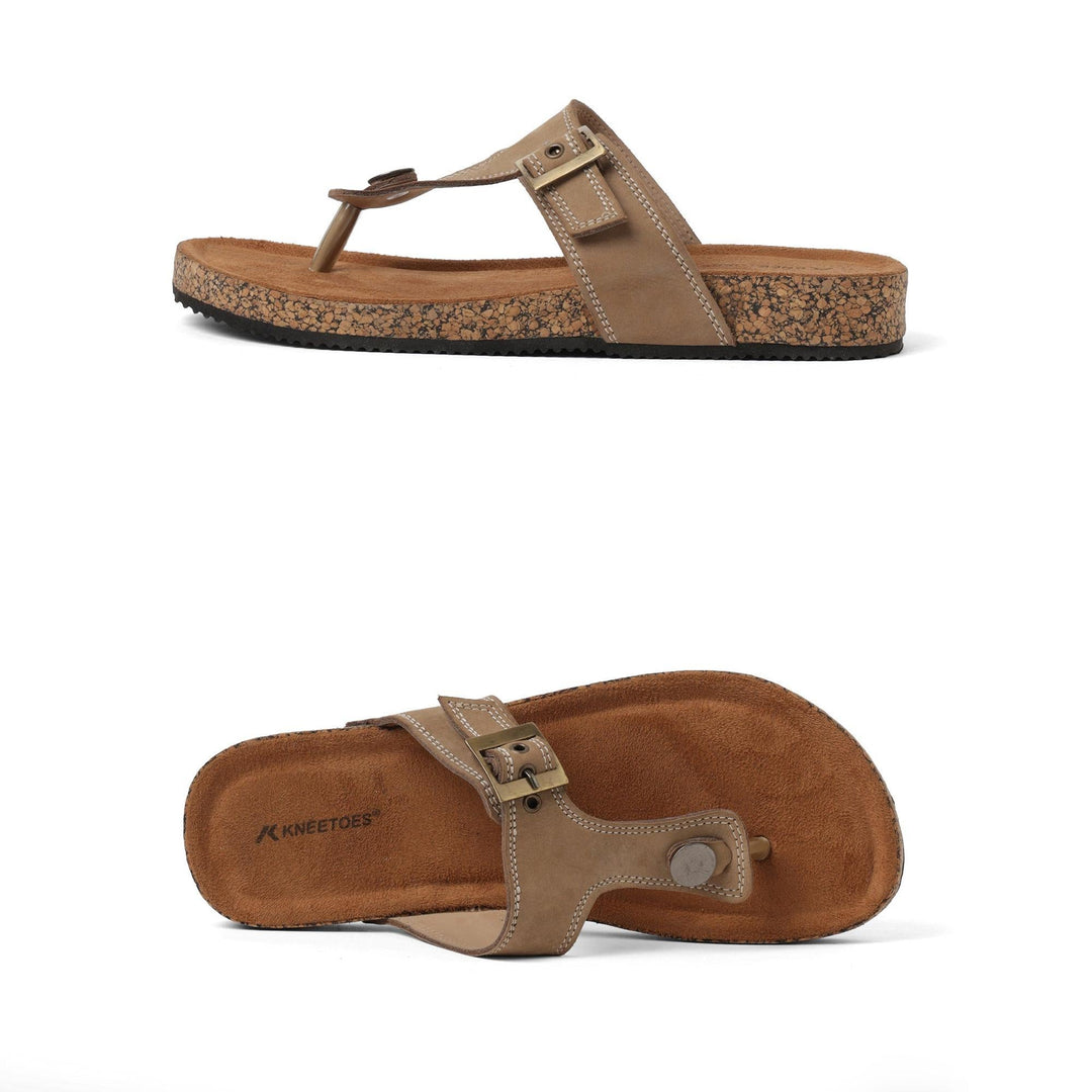 Staple Leather Beige Buckled Thong Sandals