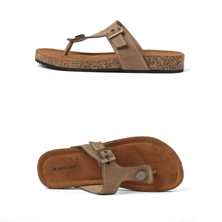Staple Leather Beige Buckled Thong Sandals