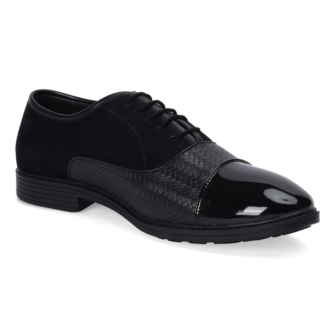Luxe Black Dual-Finish Oxford Shoes