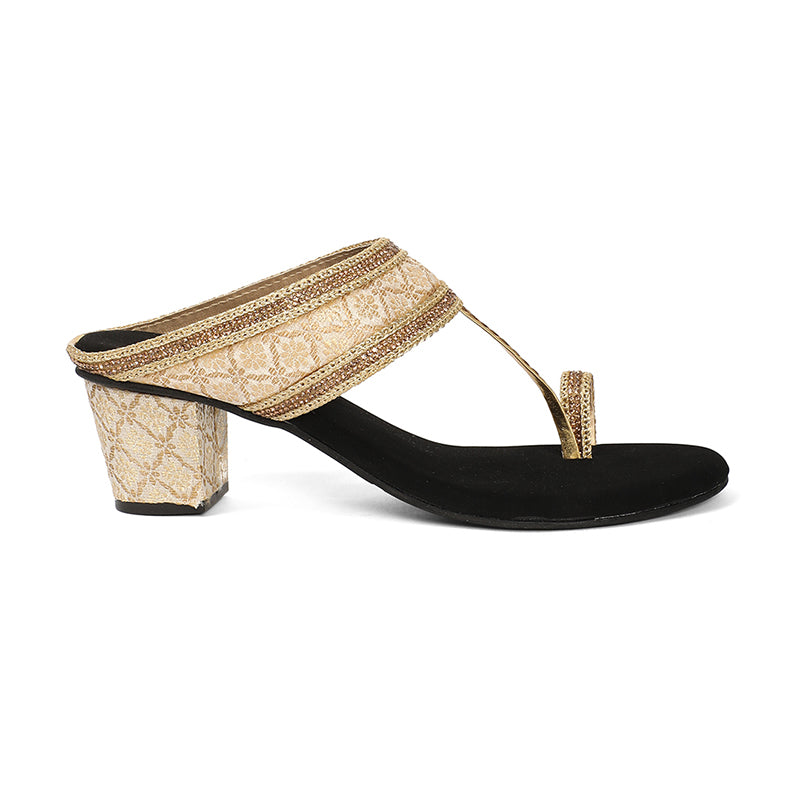 Shravya - Gold Block Heels
