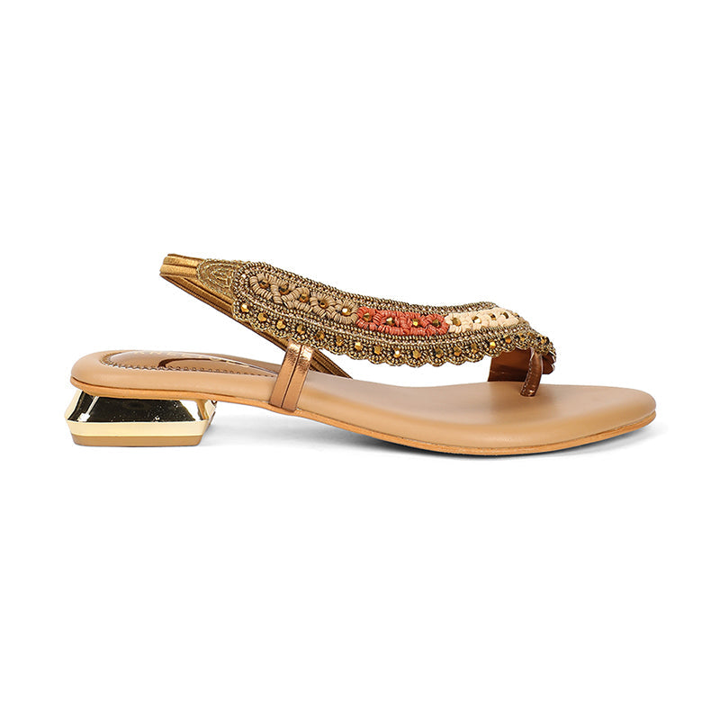 Navisha - Bronze Embellished Sandals
