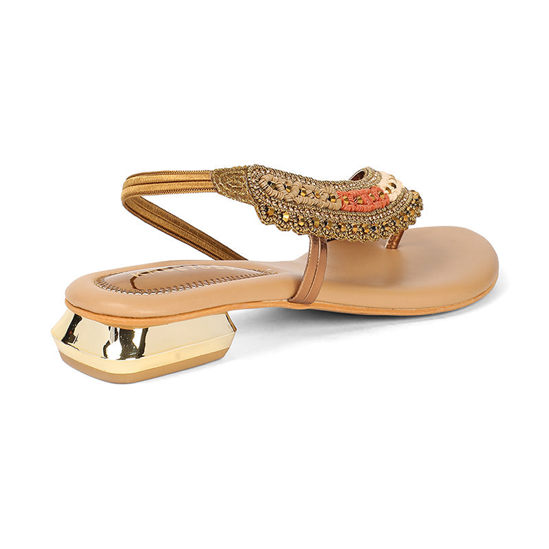 Navisha - Bronze Embellished Sandals