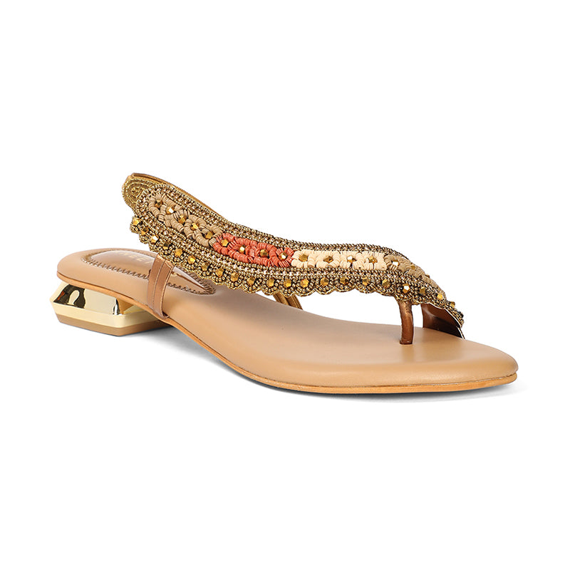 Navisha - Bronze Embellished Sandals