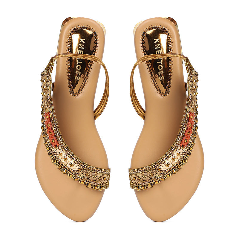 Navisha - Bronze Embellished Sandals