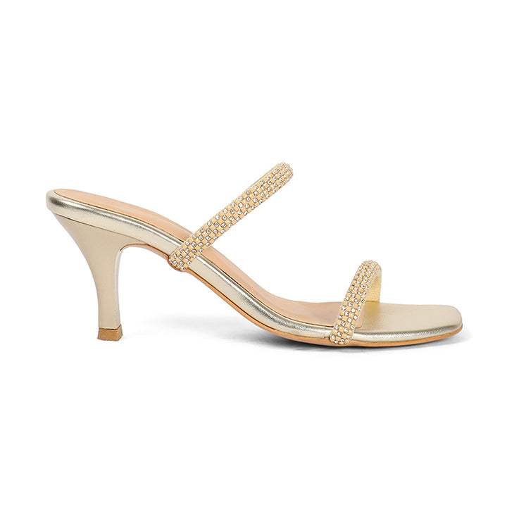 Evara - Gold Kitten Heels