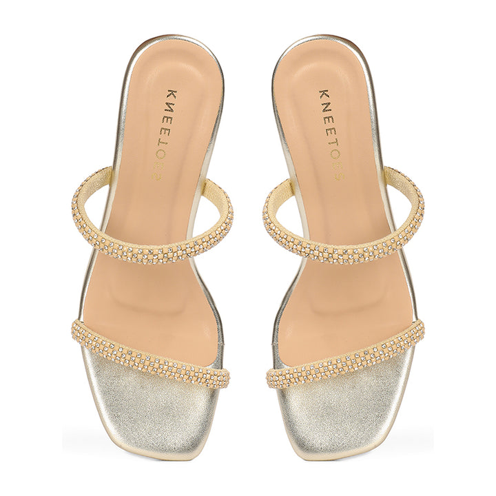 Evara - Gold Kitten Heels