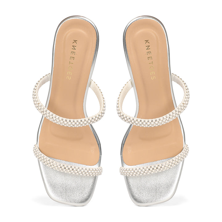 Evara - Silver Kitten Heels