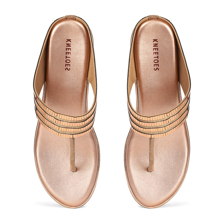 Shynara - Gold Thong Wedges