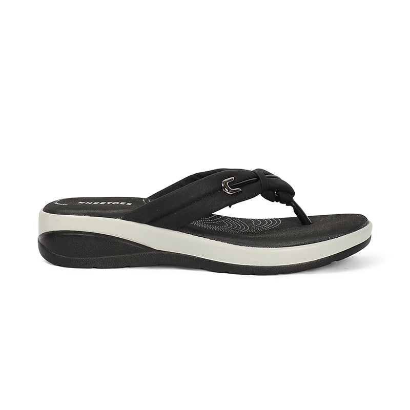 Elara - Black Thong Wedges