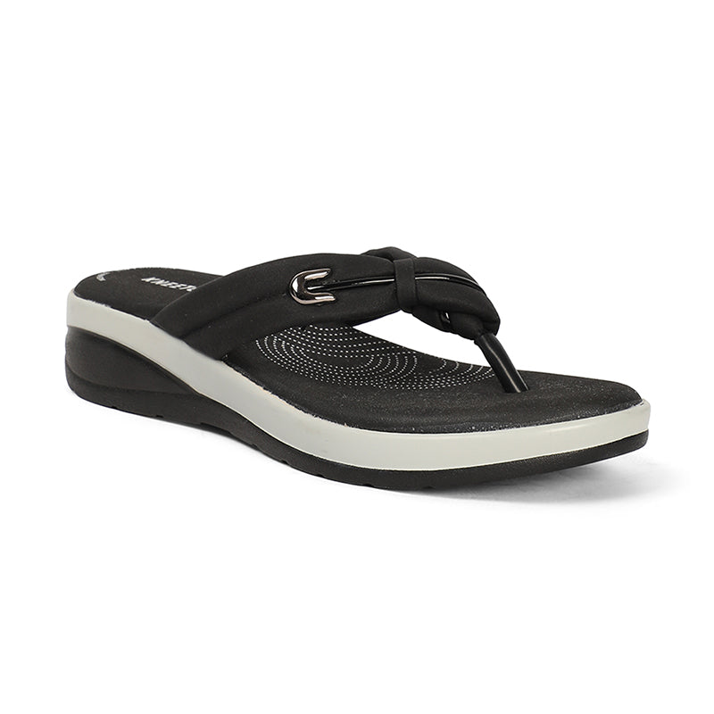 Elara - Black Thong Wedges