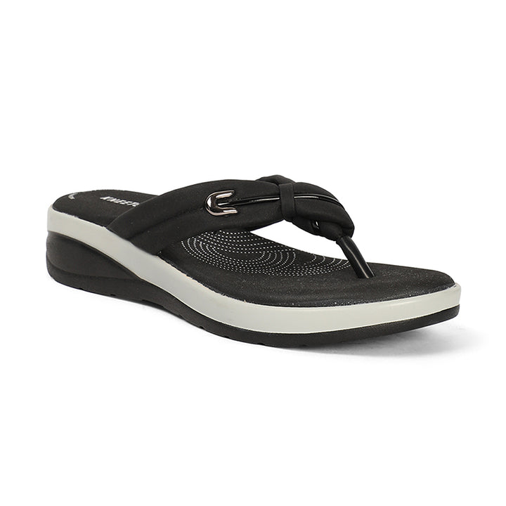 Elara - Black Thong Wedges