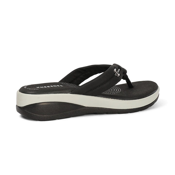 Elara - Black Thong Wedges