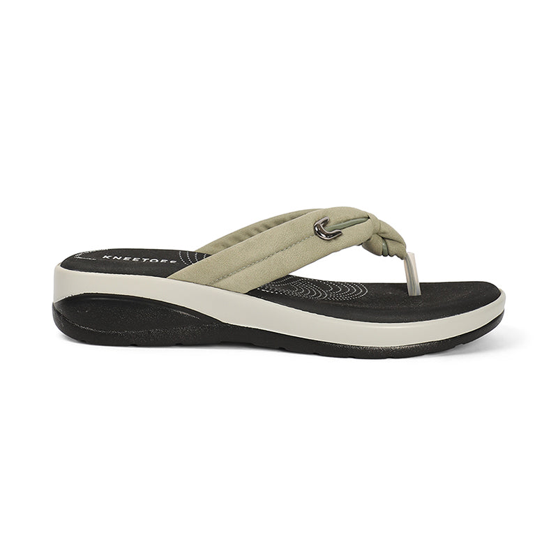 Elara - Olive Thong Wedges