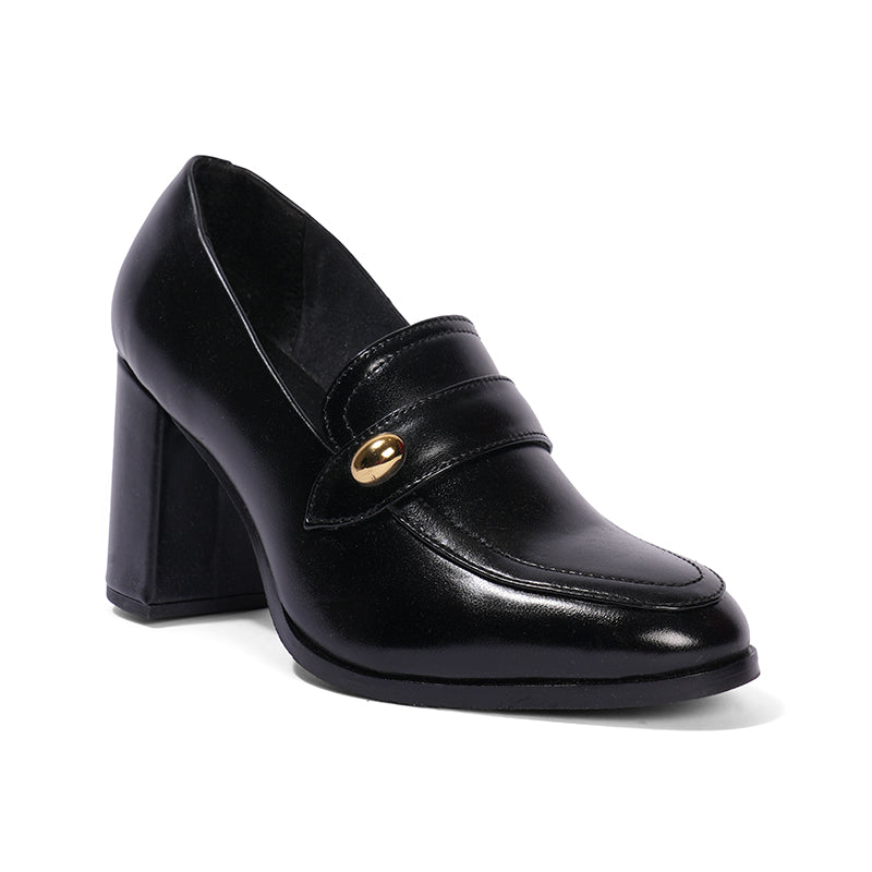 Vivienne – Black Penny Loafer Pump