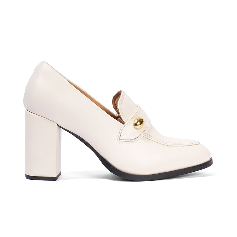 Vivienne – White  Penny Loafer Pump