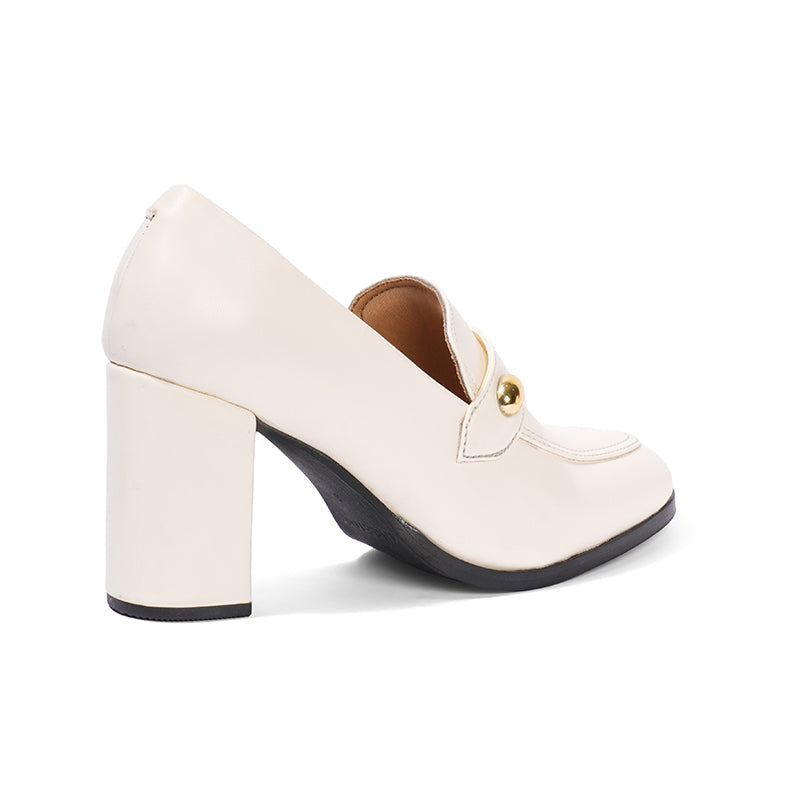 Vivienne – White  Penny Loafer Pump