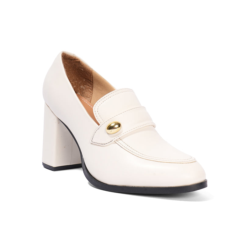 Vivienne – White  Penny Loafer Pump