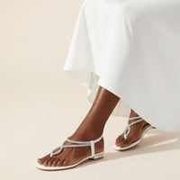 Liora - White Thong Sandals