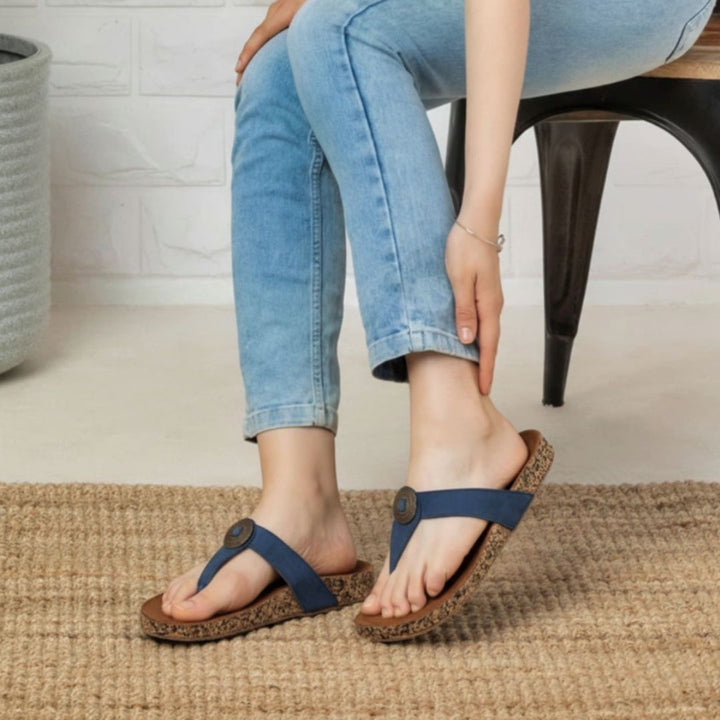 Delia - Blue Cork Sandals