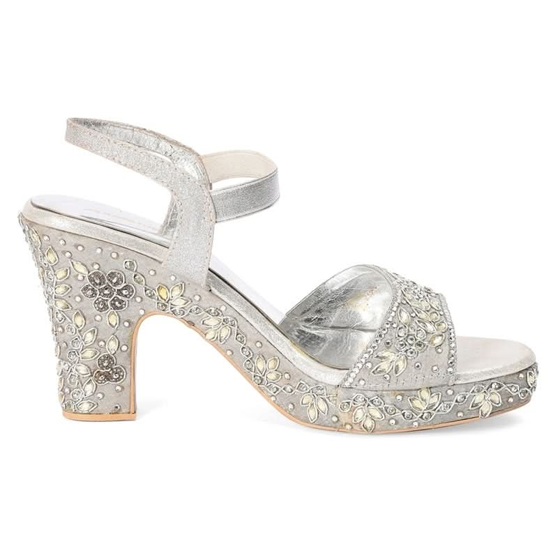 Aurielle - Silver Block Heels