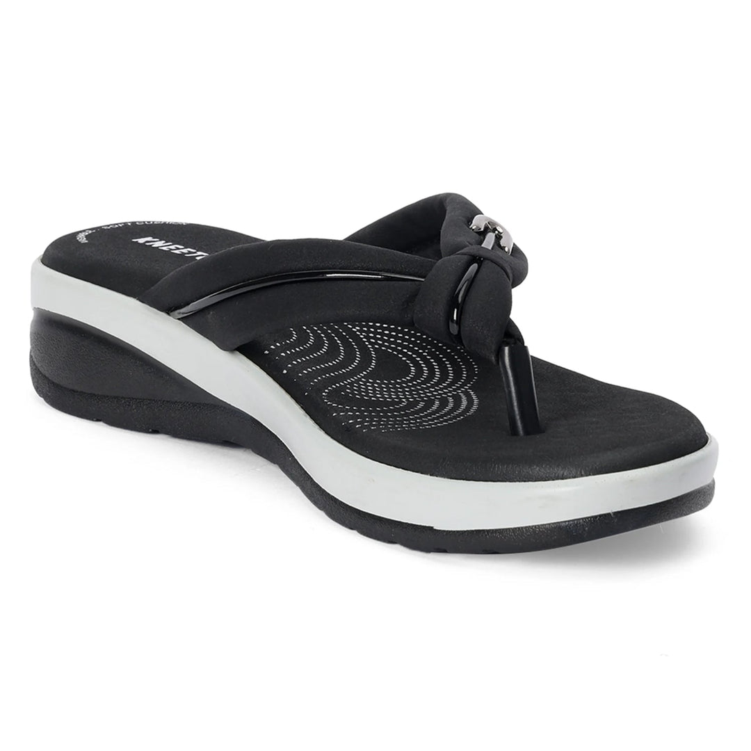 Noir Comfort Knot Thong Wedges