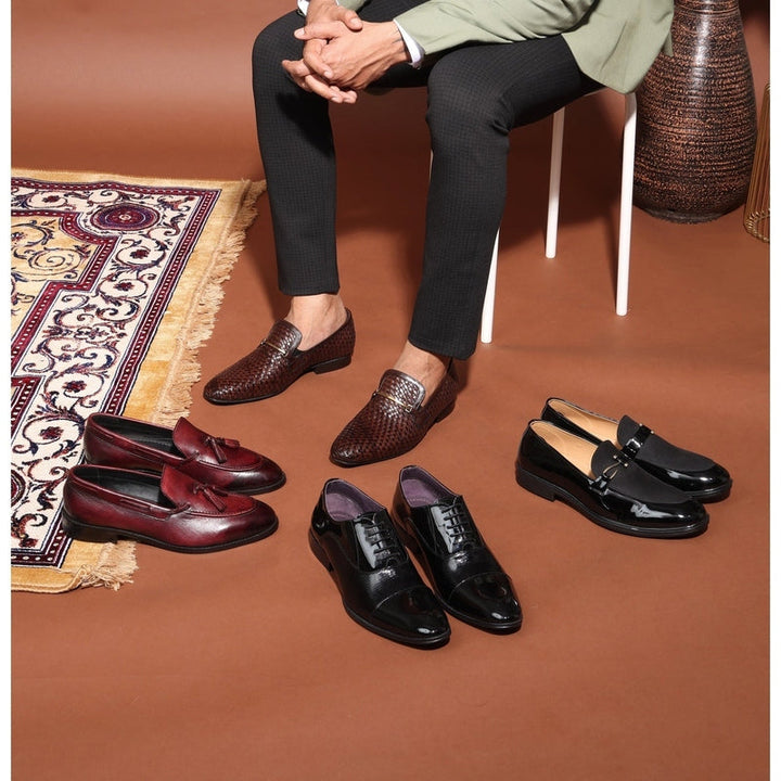 Luxe Brown Braided Leather Slip-Ons