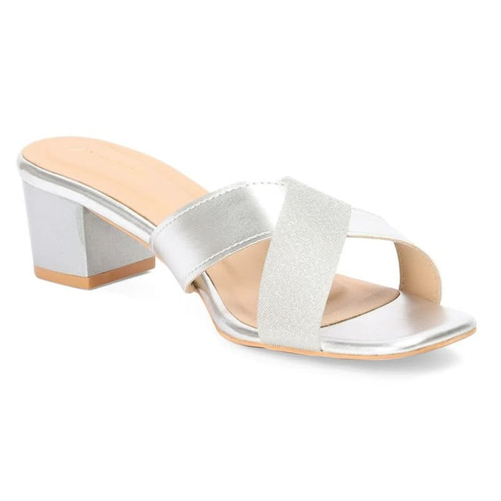 Clara - Silver Block Heels