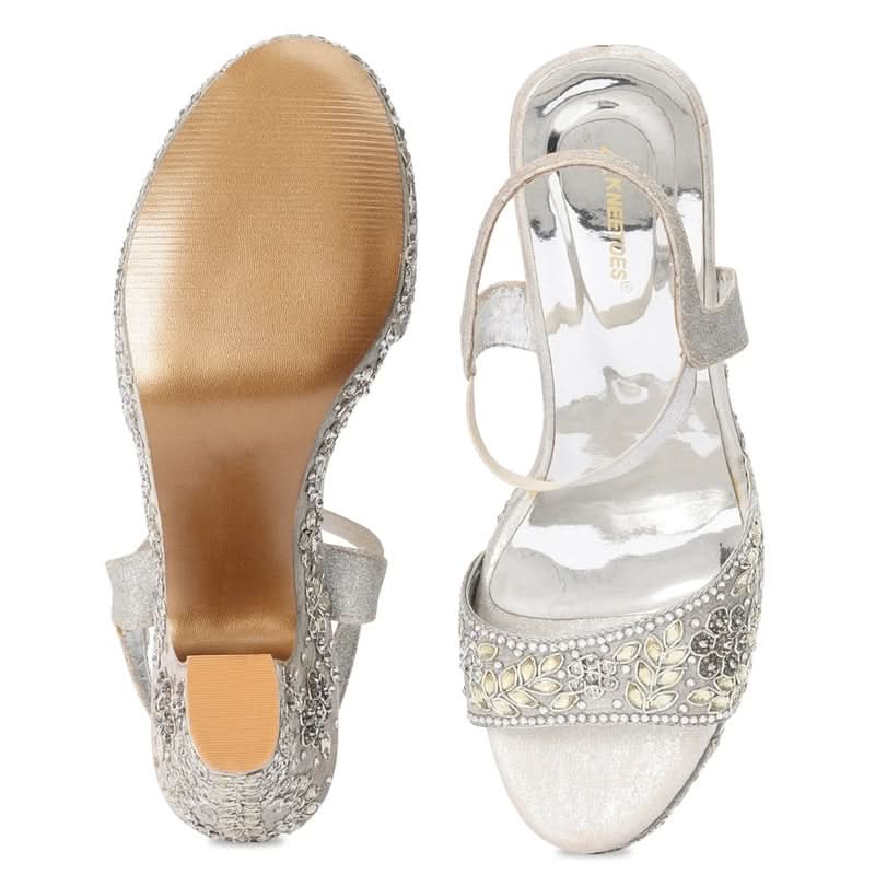 Aurielle - Silver Block Heels