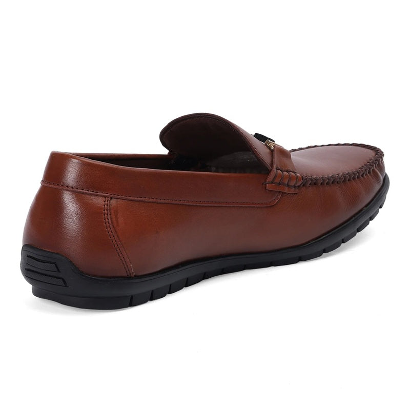 Elite Tan Buckle Accent Loafers