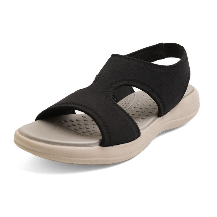 Jet Black Waterproof Cut-Out Open-Toe Sandals