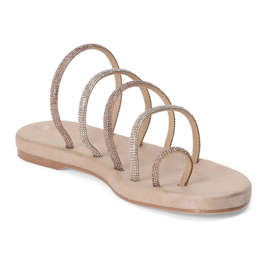 Nude Sparkle Multi-Strap Flats