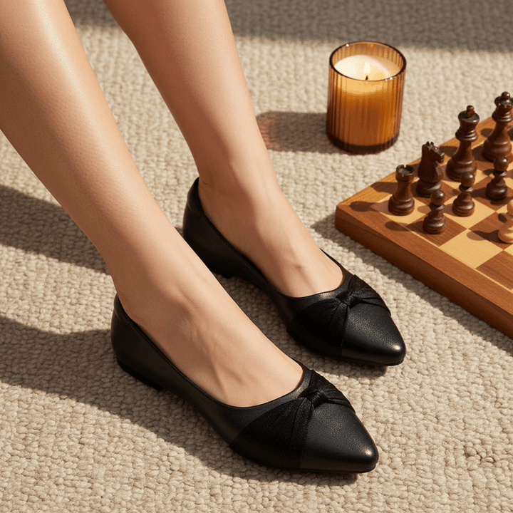 Black ballet flats with twisted knot lifestyle