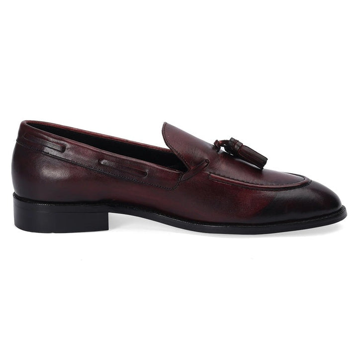 Luxe Burgundy Tassel Slip-On Loafers