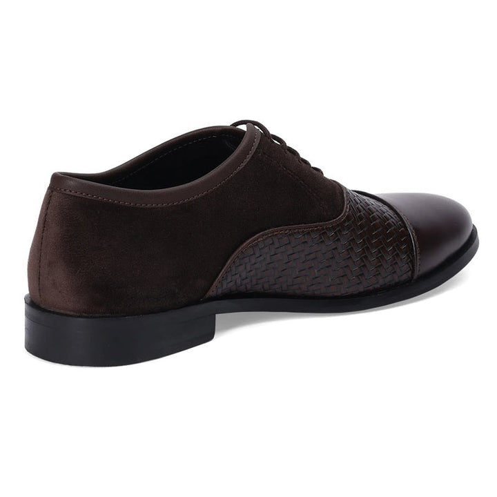 Textured Panel Leather Oxford Shoes