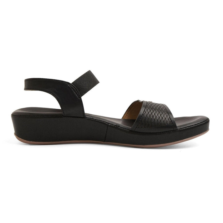 Textured Black Open-Toe Sandals