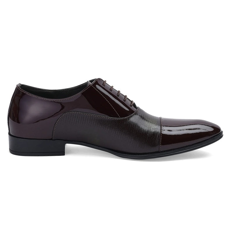 Luxe Burgundy Italian Leather Cap-Toe Shoes