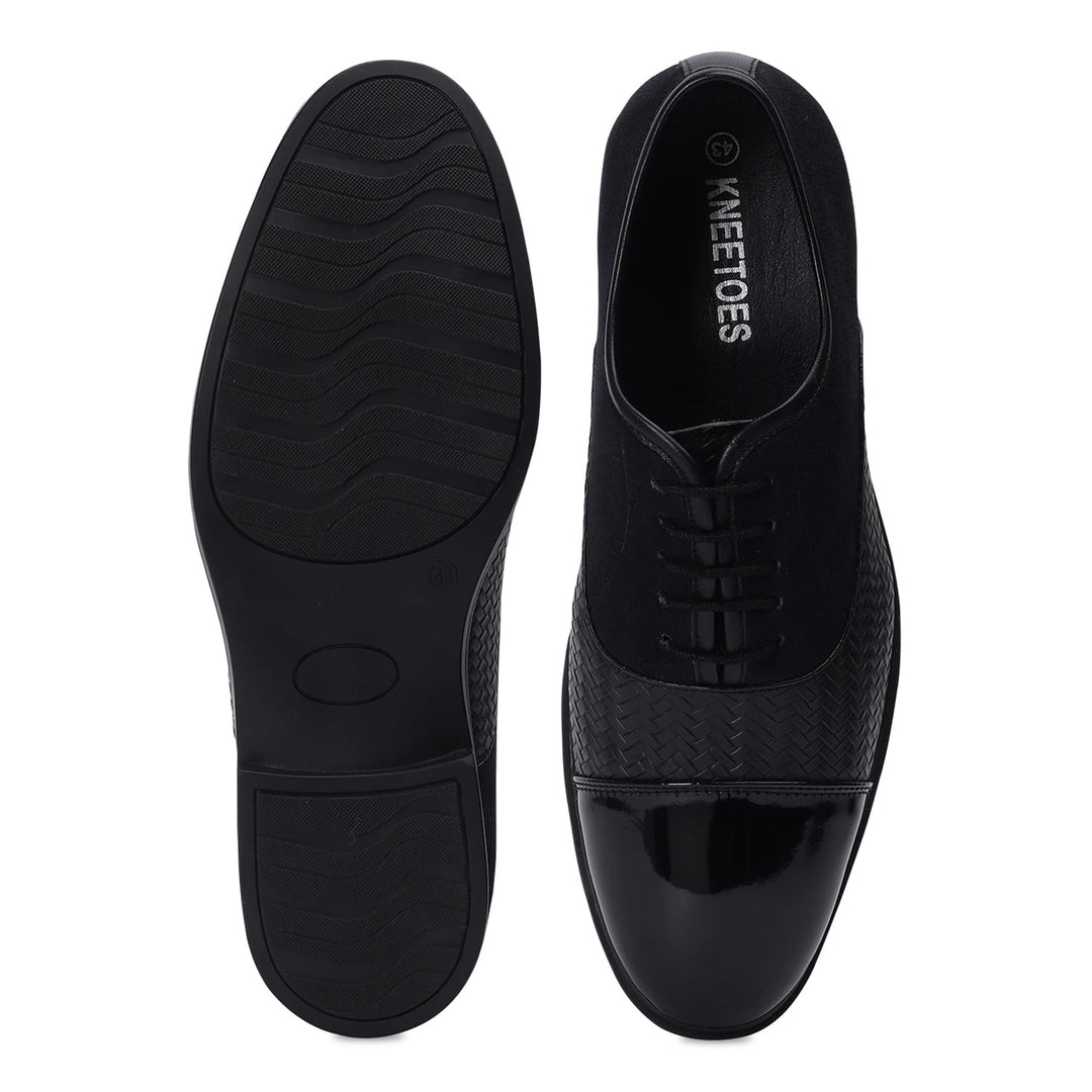 Luxe Black Dual-Finish Oxford Shoes